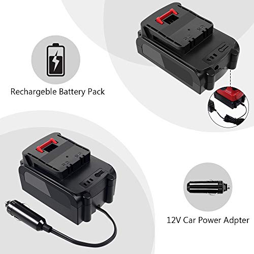 Portable Tire Inflator, 12V Car Charger & Battery Pack Powered Cord