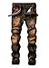 Men's Patchwork Ripped Slim Fit Jeans Retro Yellow 36
