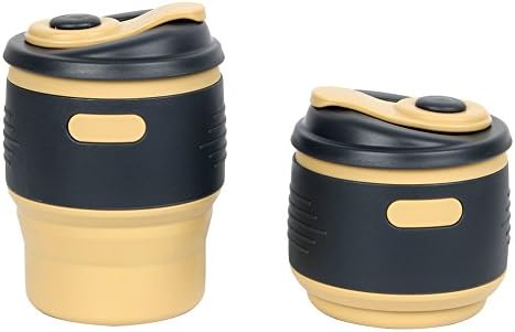 Collapsible Travel Mug, Coffee Cup, Portable Travel Mug with Leak-proof Lid, for Hiking camping, Reading, Outdoors, School, Office (Malt Yellow)