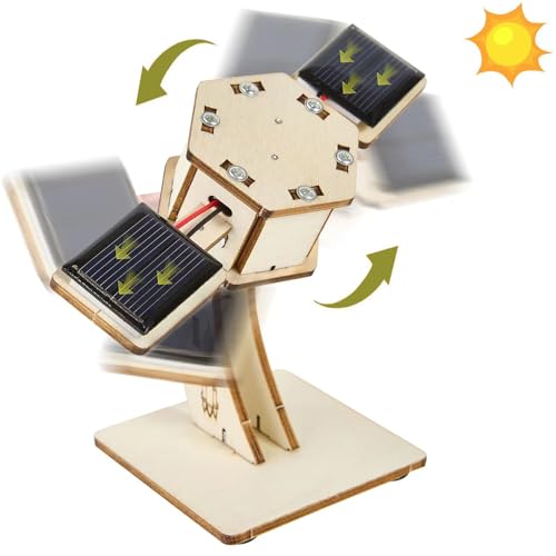 3D Wooden Solar Rotating Satellite Puzzle – Building Model Kit for Children, STEM Educational Science Toy for Boys and Girls from 8 to 12 Years, Ideal for Stimulating Creativity