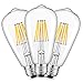 CRLight 6W LED Edison Bulb 3200K Soft White 70W Equivalent 700 LM Dimmable, E26 Vintage Edison ST64 Clear Glass LED Light Bulbs, Pack of 3