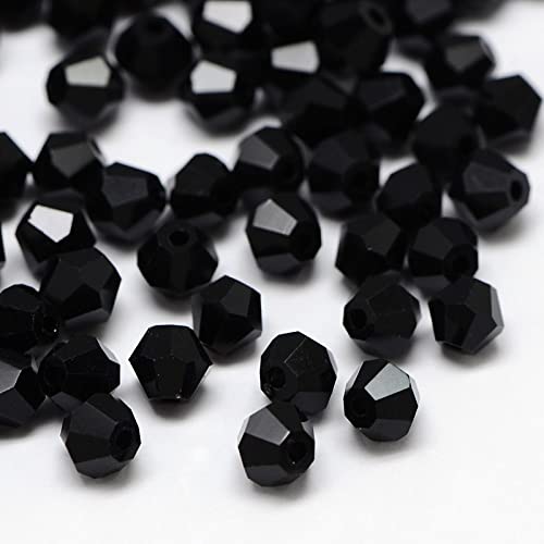 Perlin Bohemian Crystal Beads 4 mm Double Cone Czech Glass Cut Bicone Beads Black Pack of 40