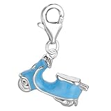 Sterling Silver And Enamel Clip On Vespa Scooter