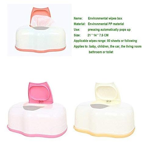 Alya Wet Wipes Storage Box Plastic Refillable Container 80 Sheets for Car Bathroom Living Room (Pink)