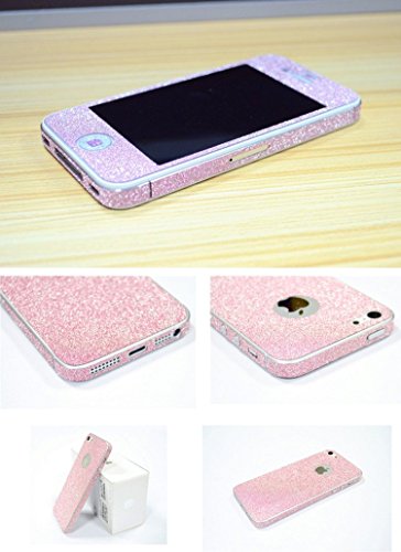 TCD for Apple iPhone 5 5S Full Body [ROSE PINK] Sparkling Glitter LIFETIME WARRANTY [SKIN STICKER] Adhesive - No Sticky Residue Stylish Decorative Skin with Built in Screen Protector