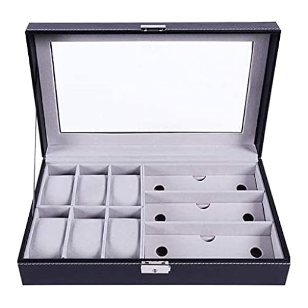 qwertyuioqwertyuio Horloge Dozen voor Mannen Sieraden Doos Horloge Sieraden  Display Opbergdoos Lederen Zonnebril Organizer Case Houder