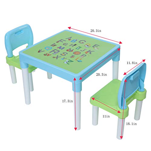 ZHOU2 Kids Table and 2 Chairs Set, Kids Activity Table Set for Boys or