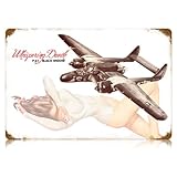 P-61 Black Widow Whispering Death Vintage Metal Sign 18 X 12 Steel Not Tin