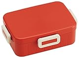 Japanese Bento box, 4lock-Lunch Box, Orange-Red, polypropylene, 6.9in x 5.1in x 2.3in