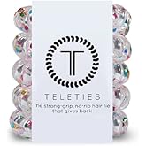 TELETIES - Tiny Spiral Hair Coils - For Kids & Super Thin Hair - Mini Phone Cord Ponytail Holder for Braid Ends - Strong Grip