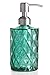 Easy Tang Glass Soap Dispenser Bathroom Kitchen 12 Oz Crystal Design with Silver Pump, Refillable Liquid Soap Dispenser (Green)