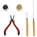 Hair Extensions Removal Tools Kit-Including Pliers,Micro Pulling Needle, Loop Threader,100pcs Black&100pcs Blonde Silicone Nano Rings Beads (Hair Extensions Set)