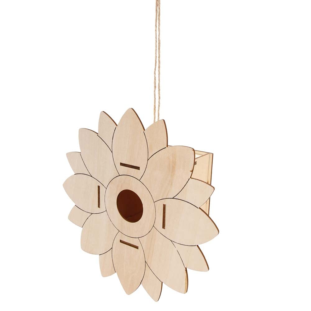 Baker Ross FE192 Sunflower Wooden Bird House Kits, Pack of 2 - Image 4