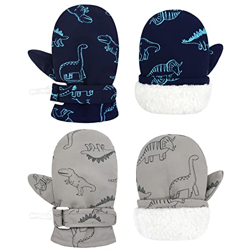 Sarfel 2 Pairs Toddler Gloves Waterproof Toddler Winter Mittens for Kids Snow Gloves Warm Baby Winter Mittens for Boys Girls