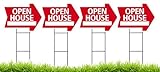Open House Arrow Shaped Sign Kit with Stands - 4 Pack (Includes 4 signs and 4 stands) (Red)