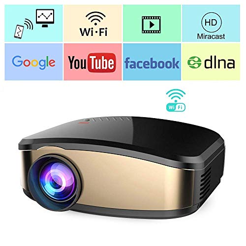 WiFi Projector, iBosi Cheng Portable Mini LCD Video Projector Full HD 1080P LED Home Theater Projector with HDMI/ USB/ VGA/ AV Input for Smartphones PC Laptop Gaming Devices