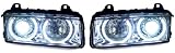 E36 EURO GLASS HEADLIGHTS - HID XENON - ULTRA HIGH POWER LED ANGEL EYES - WIRING KIT - MUST HAVE FOR E36 BMW