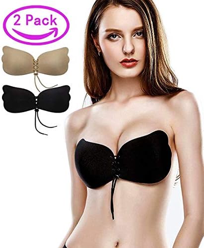 Kingoudoor Strapless Backless Bra Push Up Self Adhesive Invisible Sticky Bras Women - 2 Pack