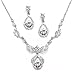 Mariell Silver Vintage Crystal Necklace and Earrings Jewelry Set for Prom, Bridal and Bridesmaids