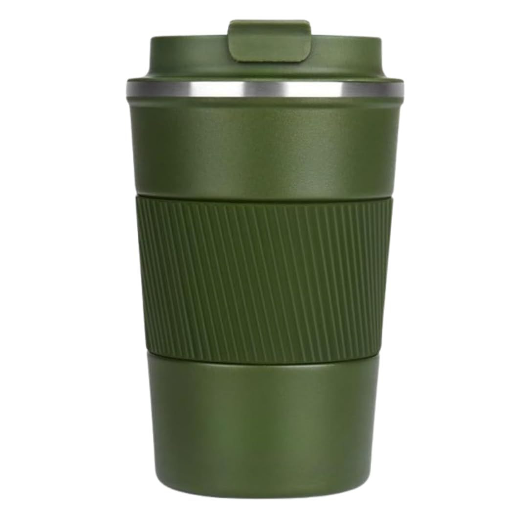 ONEKLIK Travel Mug, Insulated Coffee Cup with Leakproof Lid, Reusable Coffee Cup, 380 ml Green