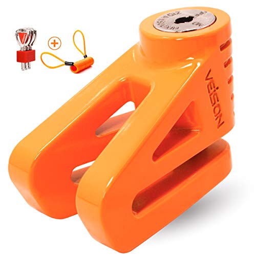 Acekit Disc Lock For Motorcycle and Bicycle With 6mm Lock Pin And Remind Cable Heavy Duty Body No Key To Lock-Orange - Thumbnail 7