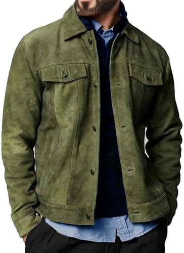 III-Fashions Blue Suede Trucker Jacket Mens - Cowboy Mens Western