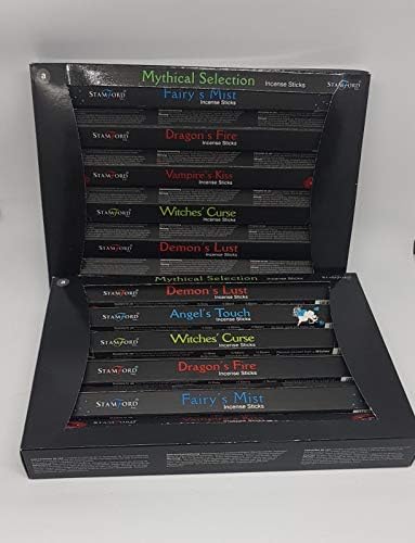GJ BOON 12 x Boxes of Stamford Black Incense Sticks - 2 of each - Fairys Mist, Witches Curse, Demons Lust, Angels Touch, Dragons Fire, Vampires Kiss