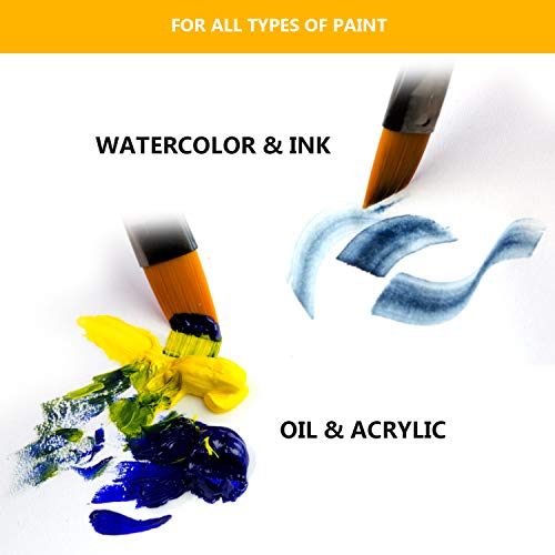 Art Paint Brushes for Acrylic Painting Watercolor Oil Gouache - Body and Face Paint Brushes. Best Professional Art Supplies Painting Brush Set of 12 pcs for Adults and Kids