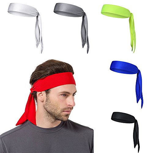 Chen Head Tie Headband Sports Sweatband - Keep Sweat & Hair Out of Your Face - Ideal for Running, Working Out, Tennis, Karate, Athletics & Pirates,Performance Stretch & Moisture Wicking (Black)