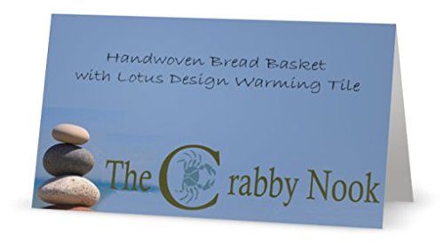 The Crabby Nook Warming Bread Basket with Lotus Warmer Tile Stone Hand Woven For Rolls Appetizers (12 Inch Natural) - Thumbnail 7
