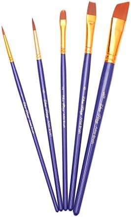 INYIAN 5pcs Paint Brush Set for Watercolor/Oil/Crafts/Acrylic/Rock/Face Painting and Gouache - Purple penholder