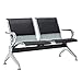 WALCUT Waiting Room Chair Leather Business Reception Bench Room Garden Salon Barber Bench for Barbershop Salon Airport Bank Hospital Market,2 Seat, Black