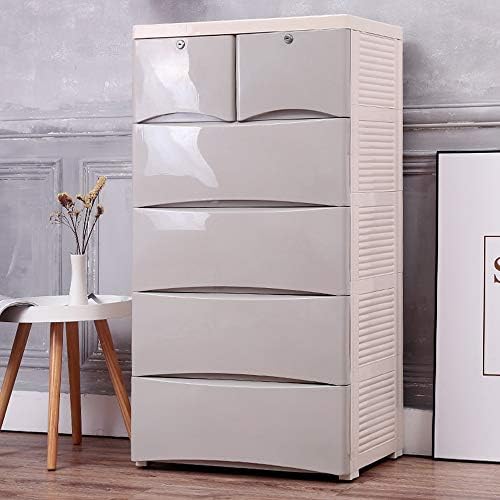 収納ボックス 収納厚いプラスチック引き出し収納キャビネット赤ちゃんワードローブ多層ロッカー無料の組み合わせ収納ボックス小さな引き出し付き盗難防止ロック まとめ買い特価 Color F