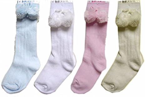NEW BABY GIRLS SOFT TOUCH POM POM BOBBLE SPANISH ROMANY STYLE KNEE HIGH SOCKS