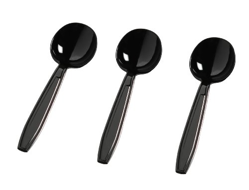 Fineline Settings 50-Piece Extra Heavy Cutlery Soup Spoons, Black