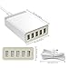 USB Charger, Aonear 40W 8A 5-Port USB Charging Station with 4 Ft Detachable Power Cord, Smart Identification Technology for Apple iOS, Android & Virtually All Other USB Enabled Devices (White)