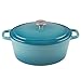 Zelancio Cookware 6-Quart Enameled Cast Iron Oval Dutch Oven Cooking Dish with Skillet Lid, Teal