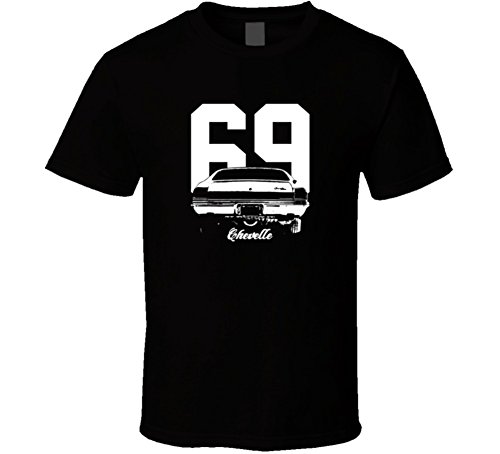 CarGeekTees.com 1969 Chevelle Rear View with Year and Model Dark Color T Shirt L Black