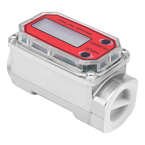 Leyeet Flow Water Meter,Mini Digital Flowmeter Diesel Fuel Flow Meter 15-120L 1" NPT (Color : Red)