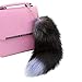 BeautyMood 43cm Supper Huge and Fluffy Golden Gray Fox Tail Fur Cosplay Toy Handbag Accessories Key Chain Ring Hook Tassels