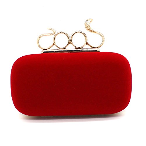 Kingluck Velvet Wedding/Special Occasion Clutches/Evening Handbags(More Colors) (red) - Thumbnail 3