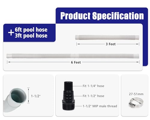 CIPU Pool Hose Kit 1-1/2 Inch, Above Ground Pool Filter Hose Replacement photo 8