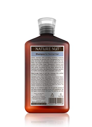 Nature Nut Hair Shampoo for Normal Hair - Hypoallergenic Moisturizing Hair Repair Treatment Cleansing Shampoo with 5 Nut Hydration Boost Formula for Hair & Scalp