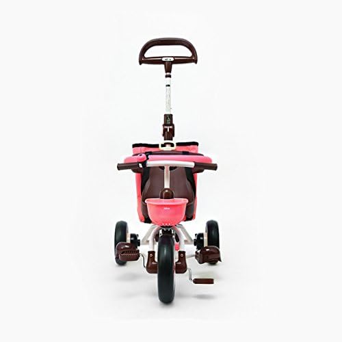 Baby Stroller- Children's Folding Tricycle Cart with Awning Bike Multifunctional Baby Carriage (Color : Pink)