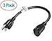 Aurum Cables 1 Foot Extension Cord ,16AWG Electrical Power Cord, SJTW NEMA 5-15P to NEMA 5-15R - ETL Listed - 3 Pack