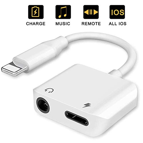 Headphone Adapter for iPhone 3.5mm Headphone Jack Adapter for iPhone XS/Xs Max/XR/X/ 8/8 Plus / 7/7 Plus Dongle Audio & Charge Splitter Earphone 3 in 1 Charger & AUX Audio & All iOS Connector Cables