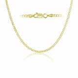 Gold Plated Curb Chain Necklace Cuban Link 3mm Italy