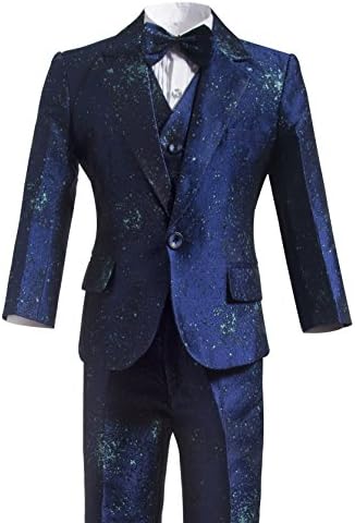 Gele Boy Floral Formal Dress Suit,Slim Fit Luxury 6 Pieces Set with Waist Cummerbund