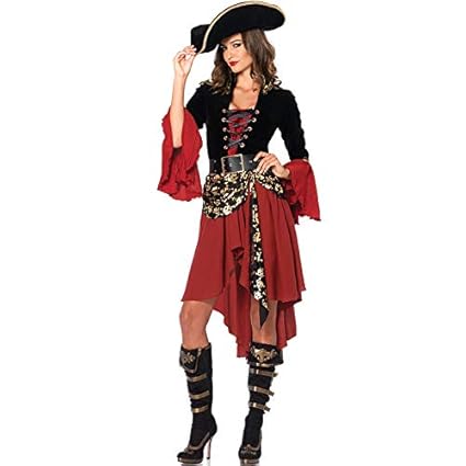 Fancyland Burleske Steampunk Piraten-Schätzchen Kostüm mit Kleid und Kopfbedeckung