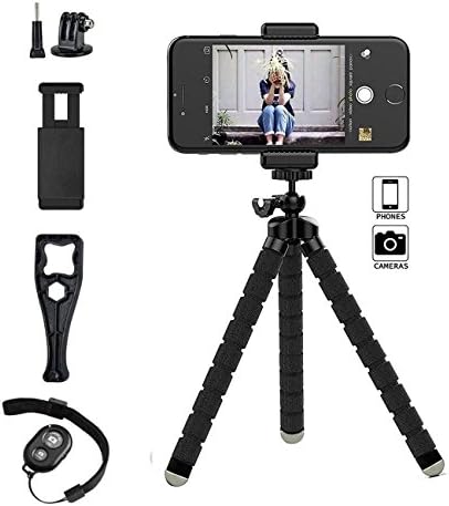 Phone Tripod Stand,Octopus Adjustable Phone Tripod Holder with Universal Clip and Remote Shutter Release for Gopro ipad and Any Smartphones